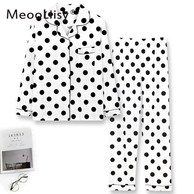 

MeooLiisy Print Ladies Pajamas Winter Long Sleeve Sleepwear suit Plus Size Homewear Home Suit for Woman Clothes XXL