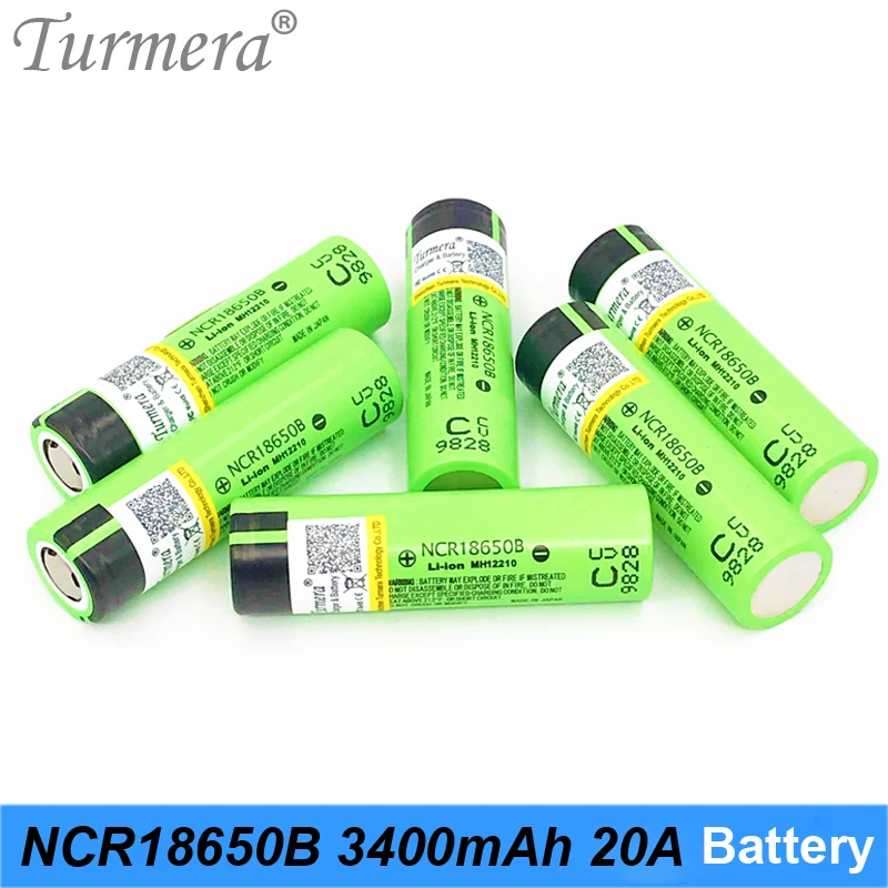 Turmera 100% Оригинальная 18650 батарея NCR18650B 3 7 V 3400mAh 20A перезаряжаемая литиевая для