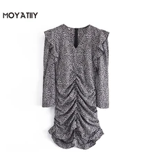MOYATIIY Women 2022 Fashion Leopard Print Mini Dress Classic Ruffles Pleated Wave Dresses Back Zipper Female Vestidos (2)