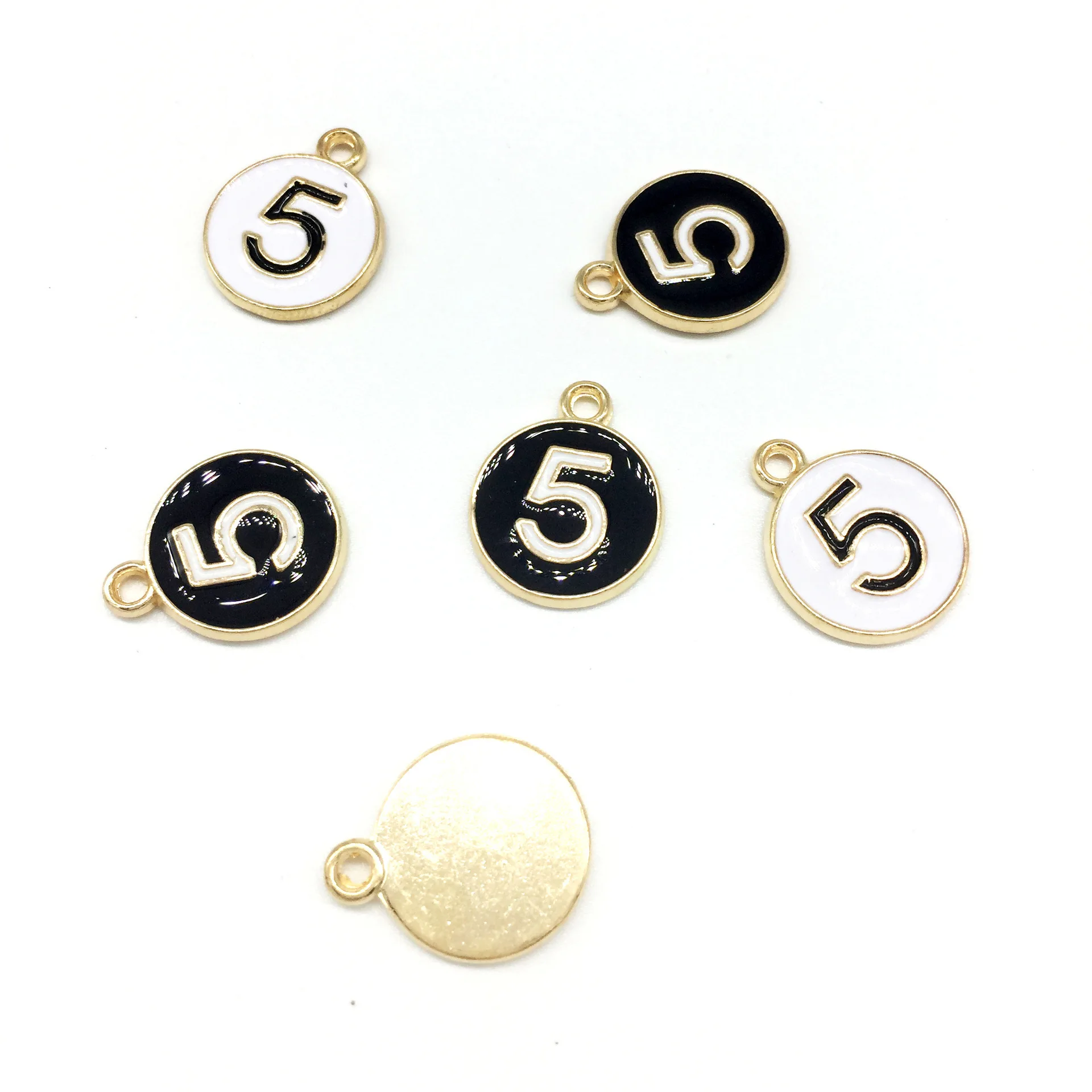 10pcs/lot Oil Drop Round Shape Enamel Charms Pendant Rhinestone Number 5 DIY Bracelets Floating Jewelry Accessories XL527 | Украшения и