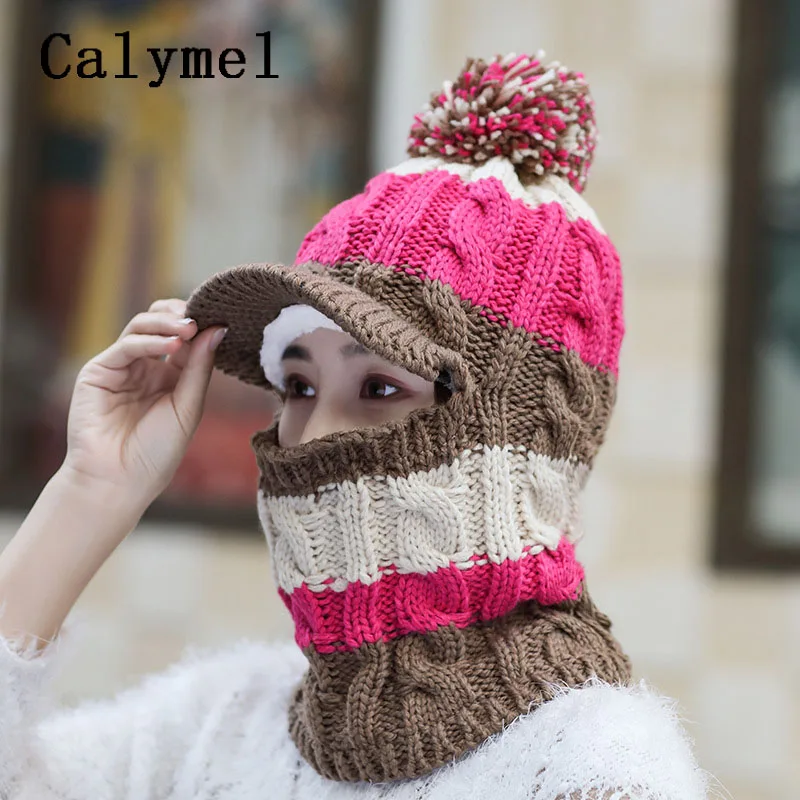 Calymel новинка 2019 Женская Бейсболка цветная сиамская шапка зимняя Мягкая шерстяная