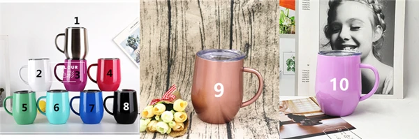 pls note colors 25 шт./лот, 12 унций, чашка в форме яйца с ручкой, стакан для вина, кружка для воды, термос для кофе, 18/8, вакуумная 2 стенка из нержавеющей стали - Цвет: pls note colors