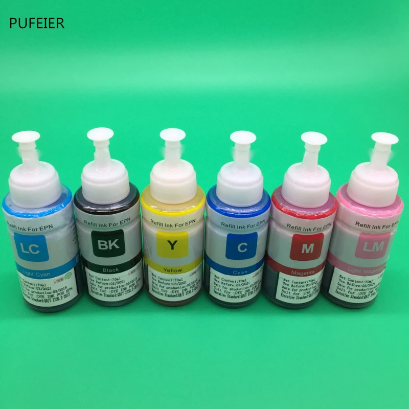 6 бутылок x 70 мл T6741 T6731 T6736 набор чернил на водной основе для Epson L800 L801 L810 L850 L860 L1800 BK C