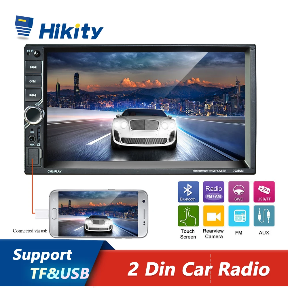 Автомагнитола Hikity 2 din MP5 плеер с 7 &quotсенсорным экраном радио FM AUX USB SD DVR поддержкой