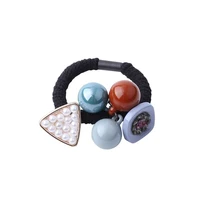 New Korean Dongdaemun Candy Color Round Bead Ball Hair Tie Rubber Band Triangle Pearl Ladies Simple Hair Rope Head Rope