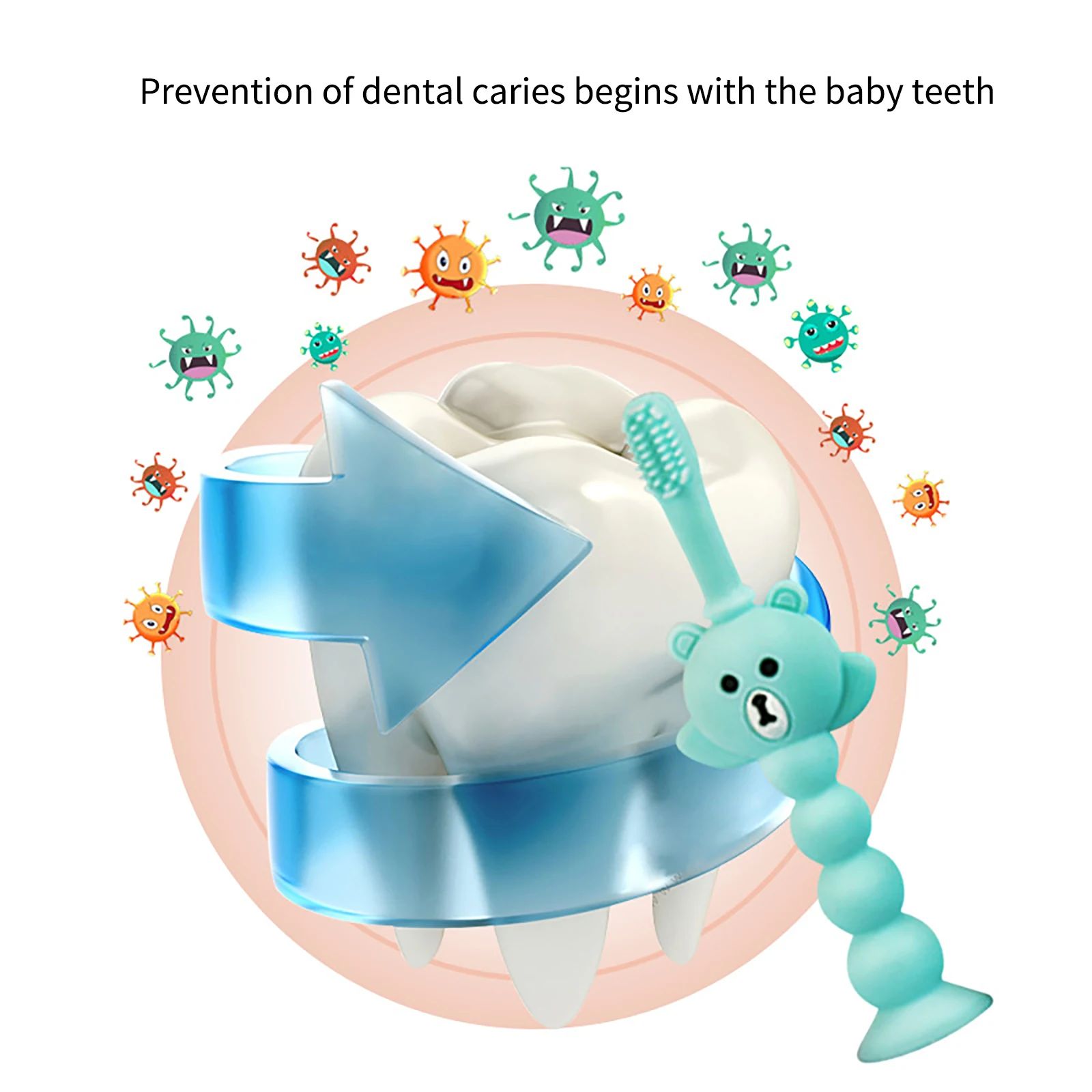 

Baby Silicone Three-Stage Training Toothbrush Toddler Teether Teething Ring Kids Teether Cleaning Toy Children Safe Chewing Gift