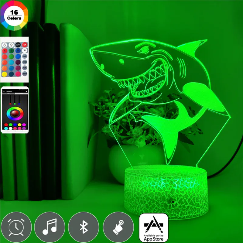 Cartoon LED Night Light Disney Movie Finding Nemo Bruce Animal 3d Nightlamp for Kids Children Bedroom Lampara Birthday Gifts | Лампы и