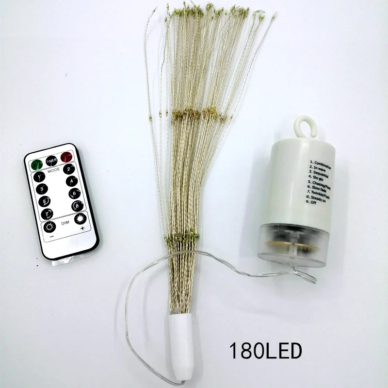 

Remote LED Exploding Star Fireworks String Lights Outdoor 8 Modes Christmas Garland Fairy Lights for Party Bar Garden Decoration