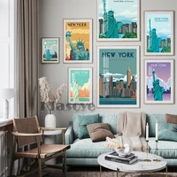 new york city landscape prints poster world travel canvas painting vintage tourist map wall picture modern bedroom home decor