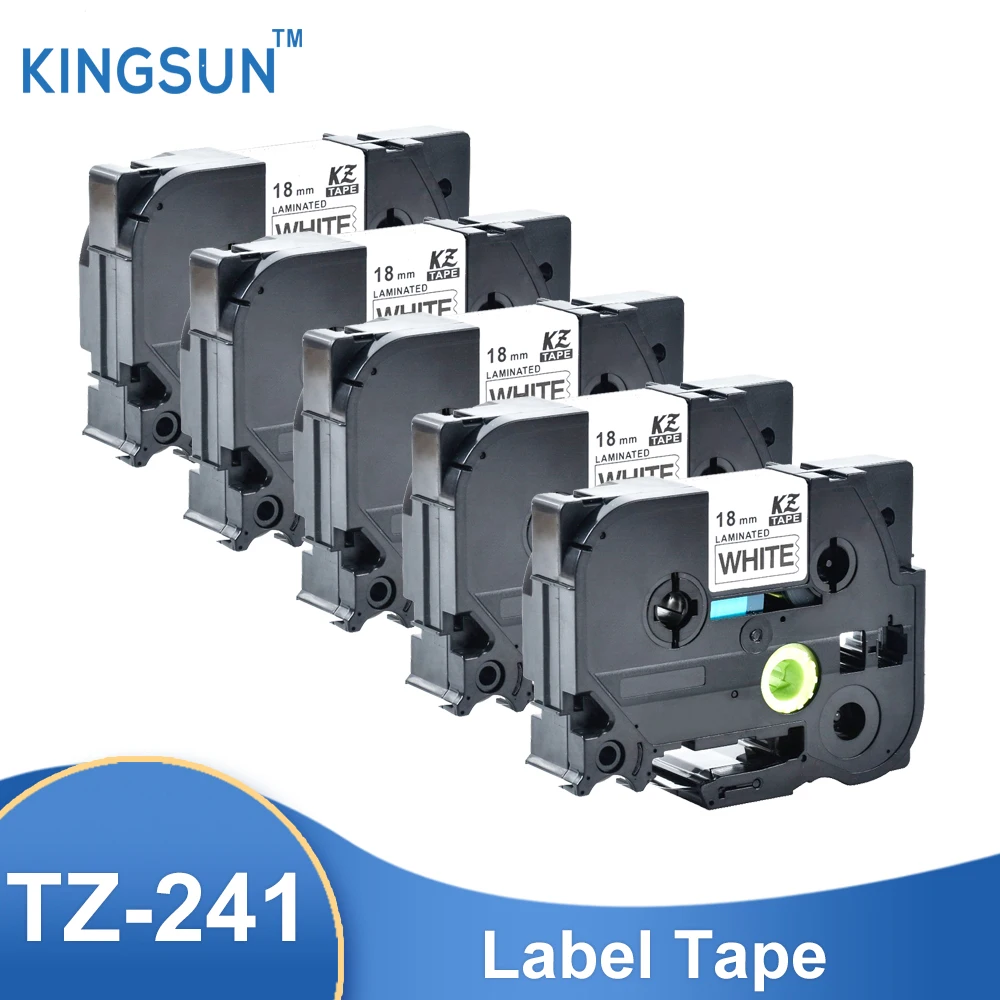 

5PCS Tze241 TZ241 Black on white Laminated Label Tape Compatible for Brother P touch Printer Ribbon