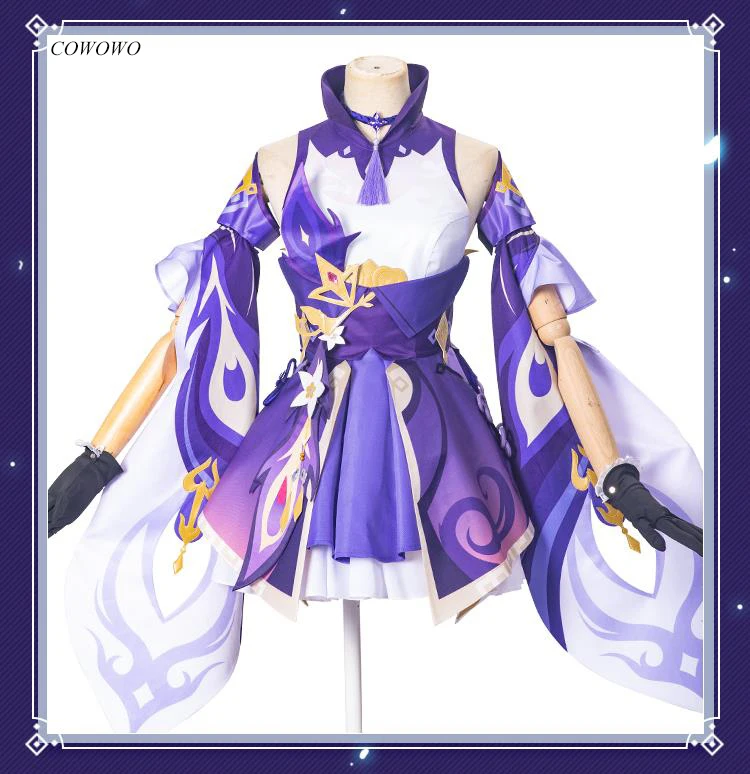 

[Customized] Anime! Genshin Impact Keqing Game Suit Elegant Dress Uniform Cosplay Costume Halloween Party Outfit Women 2020 NEW