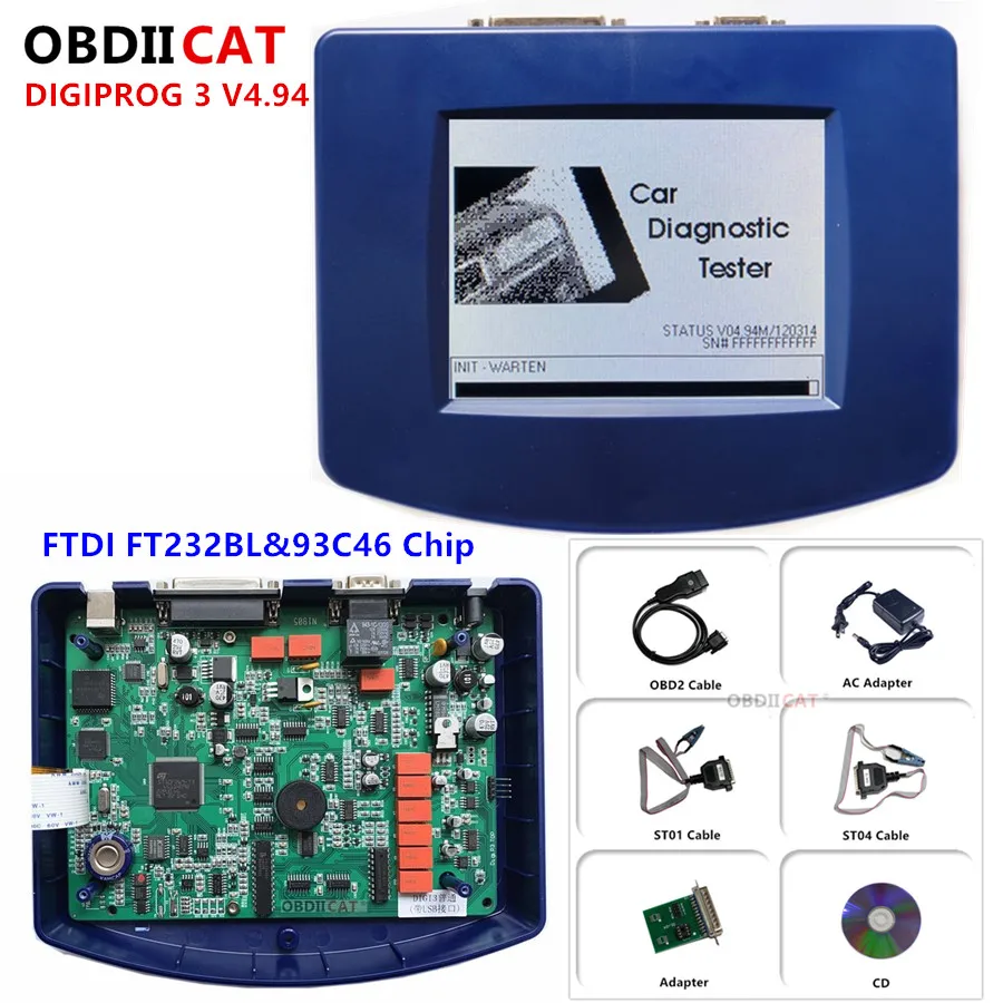 Оригинальный VSTM Digiprog III V4.94 3 с OBD2 ST01 ST04 кабель коррекция одометра инструмент Digiprog3
