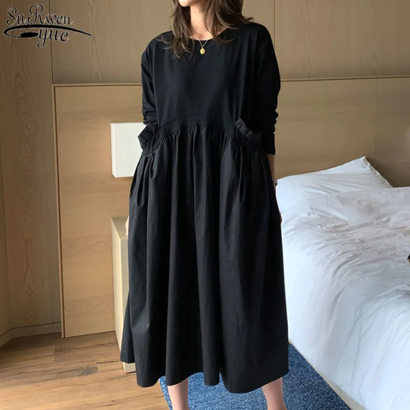 

Spring Fake Two Piece Knit Dress Women Plus Size XL-5XL Ladies Long Sleeve Ruffle O Neck Shirt Dress Fashion Vestidos 13345