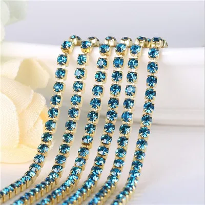 Blue Zircon Аксессуары для обуви Швейные модные Кристаллы Свадебные Стразы цепи для DIY свадебные вечерние платья - Цвет: Blue Zircon