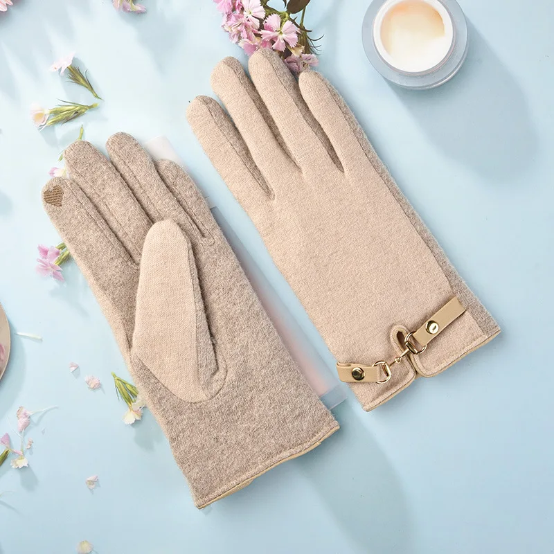 Autumn And Winter Women'S Wool And Cashmere Plus Cashmere Warm Gloves Driving And Riding Touch Screen Gloves фото