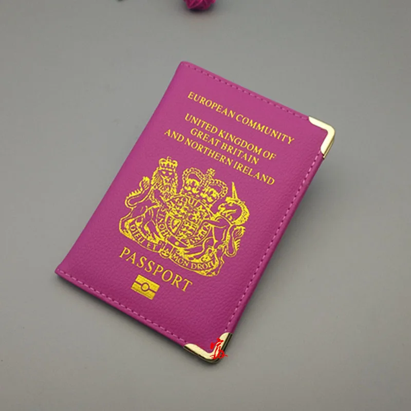 Женские заграничного паспорта крышка UK искусственная кожа розовый чехол для