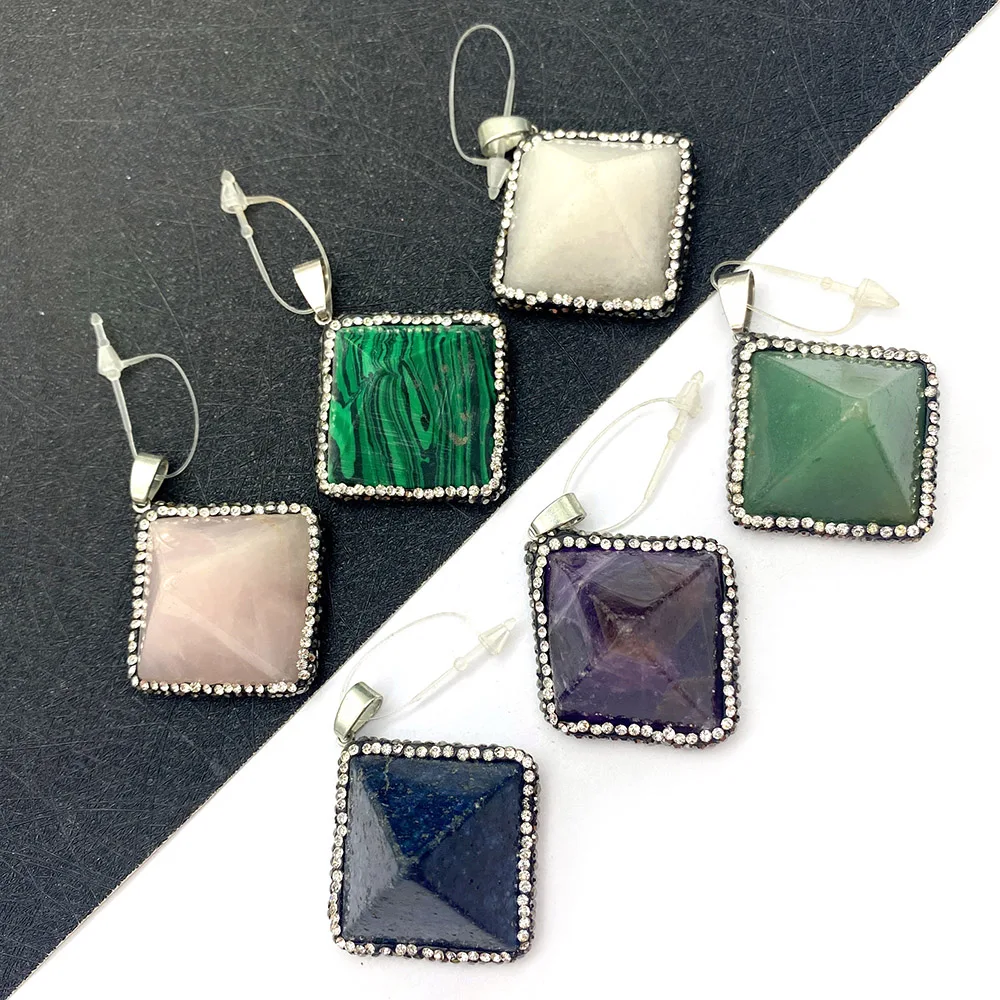 

Natural Stone Pendant Necklace Crystal Diamond Jewelry Multicolor Electroplating DIY Handmade Necklace Accessories Wholesale