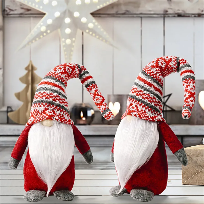 

Вязаная шапка без лица, с белой бородой в лесу, украшение для куклы на Рождество, 2022