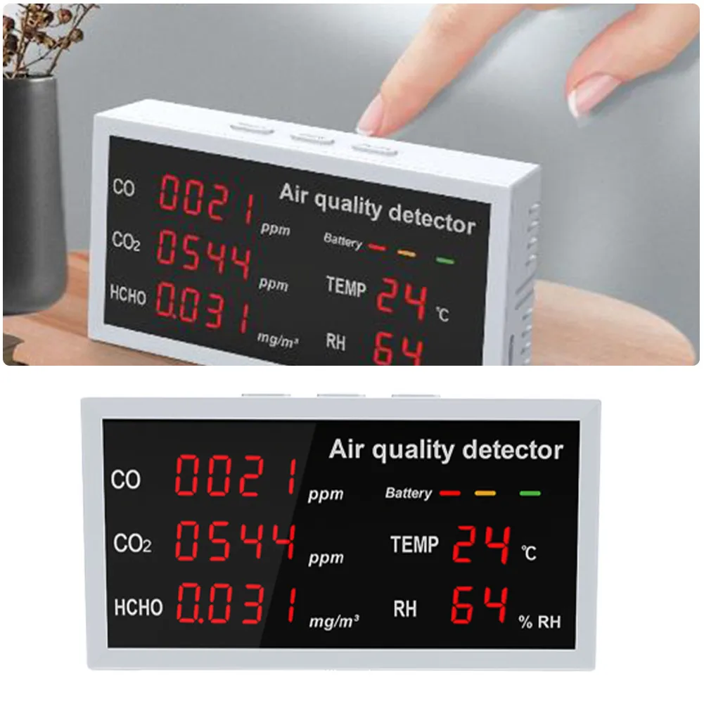 

Домашний тестер качества воздуха ABS CO CO2 цифровой дисплей HCHO влажность