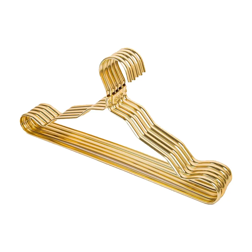 

10pcs Aluminum Alloy Clothing Hanger Durable Domestic Coat Hanger for Adult Children Clothing Hanging Supplies (Golden)