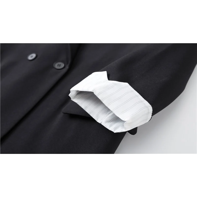 

Casual Loose Women Blazer Jackets Work Business Suit Coat Vintage Bouble Breasted Office Lady Long Blazers Autumn