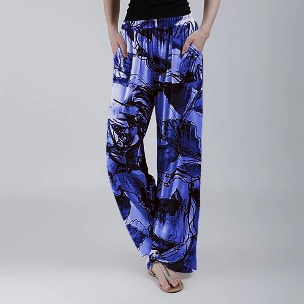 

Women Pants Trousers Comfy Stretch Trousers Print Drawstring Elastic Waist Pants Lounge Long Pants pantalones mujer 2020