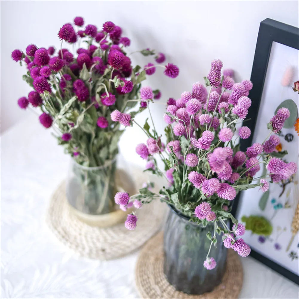 15 шт. Рождественский Декор gomphrena букеты сушеные натуральные Цветы Букет gomphrena букеты фиолетовая ваза в комплект не входит