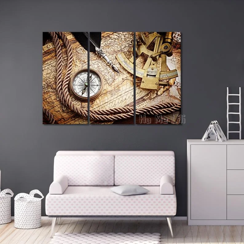 

Map Wall Art Retro World Map 3 Pieces Of Home Decoration Wall Hanging