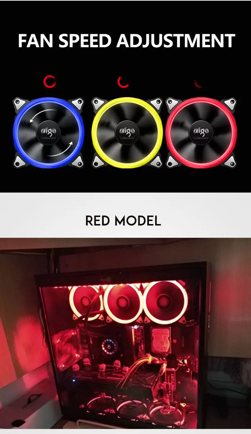 Aigo 120 мм вентилятор PC чехол Вентилятор Кулер Регулируемый Aurora RGB Led компьютер Вентилятор охлаждения 12 в бесшумный вентилятор PC чехол вентилятор для компьютера