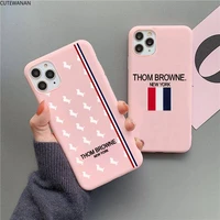thoms brownes phone case for iphone 12 11 pro max mini xs 8 7 6 6s plus x se 2020 xr matte candy pink silicone cover