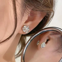 fashion ladies powerful magnet magnetic earrings round rhinestone non pierced earrings fake earrings exquisite girl jewelry
