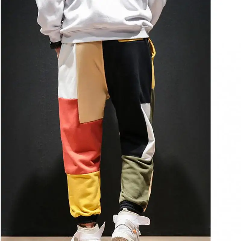 

Japanese Urban Style Hip hop Pants Men Loose Joggers Colourful Patchwork Streetwear Harem Pants Clothes Cuffed Trousers For Male