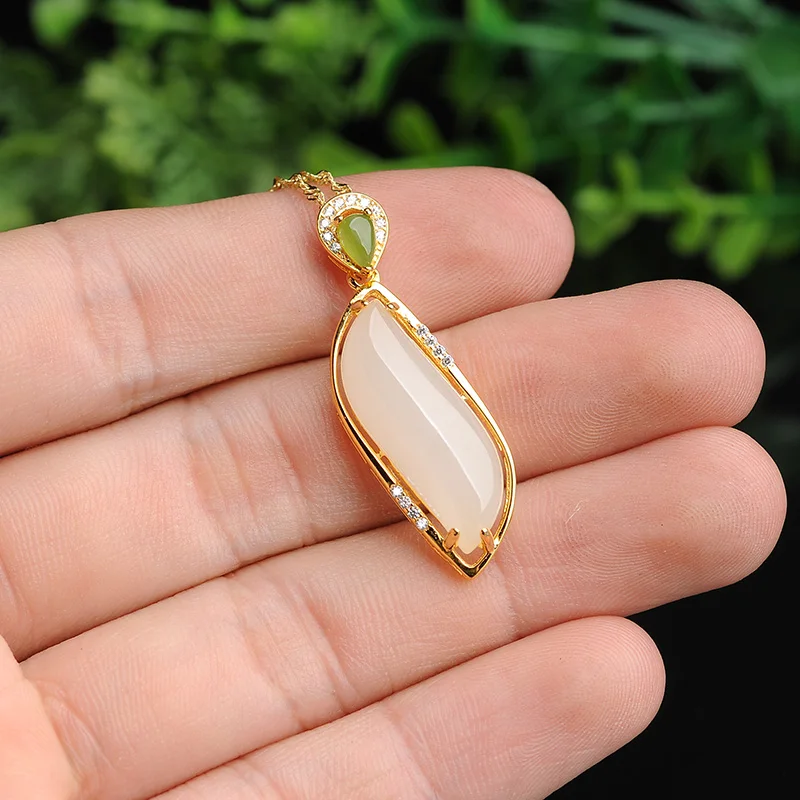 925 silver-encrusted and Tianyu White Jade pendants delicate gentle collarbone chain with certificate | Украшения и аксессуары