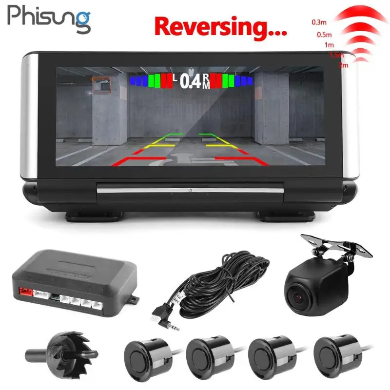 Phisung W09 + Автомобильная dvr камера с парковочным реверсивным радаром двойным