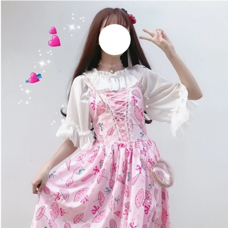 

Милое и милое платье лолиты для косплея, платье для девочек, цельнокроеное милое платье принцессы на бретельках, детское летнее платье