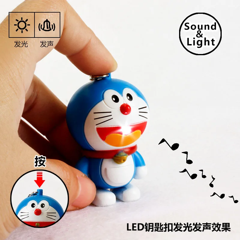 Hot Sale New Novelty Toys Cartoon Anime Doraemon Figures LED Keychains Doraemon Toys Lighting Sounds Creative Gifts