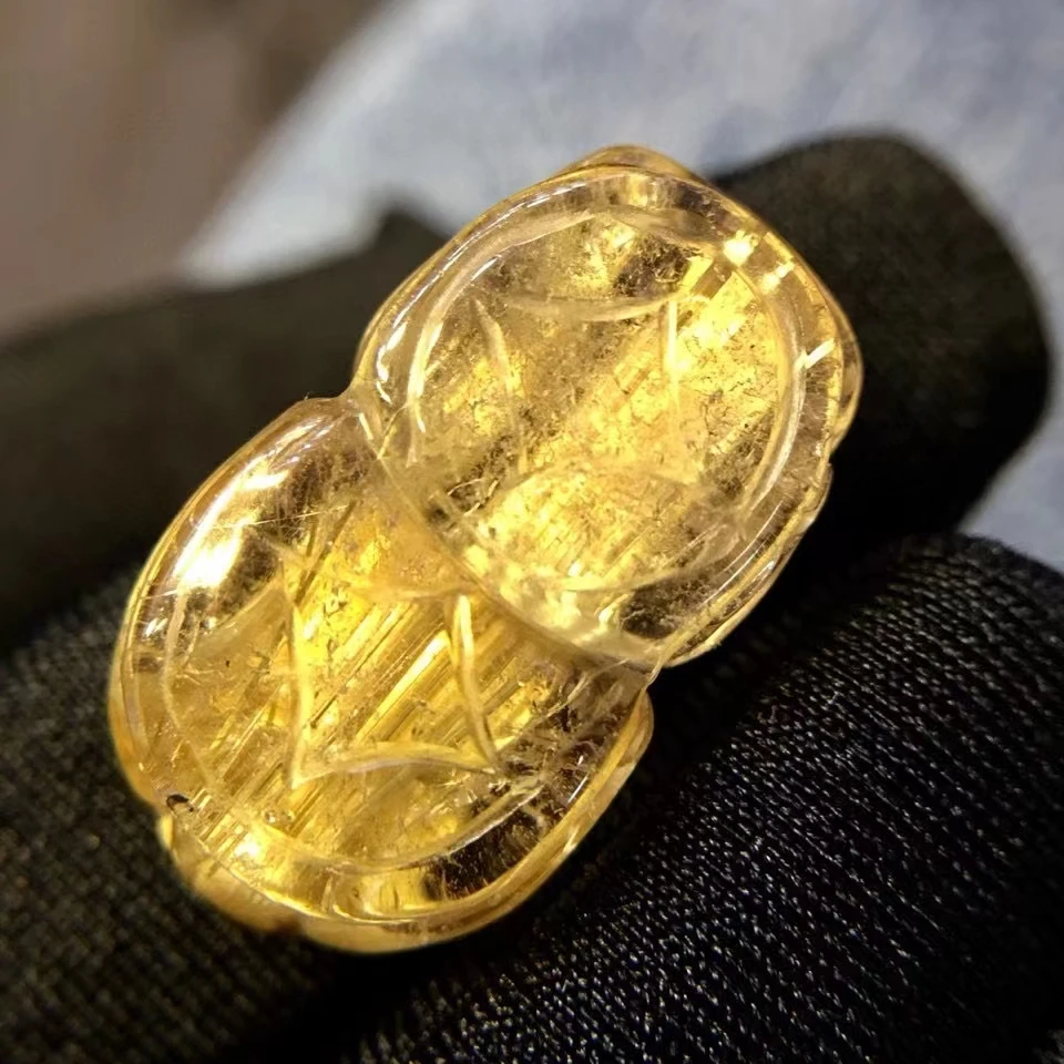 Online Echte Natürliche Gold Rutilquarz Pi Xiu Geschnitzte Anhänger Edelstein 22.9*13.1*10,1mm Kristall Halskette AAAAA