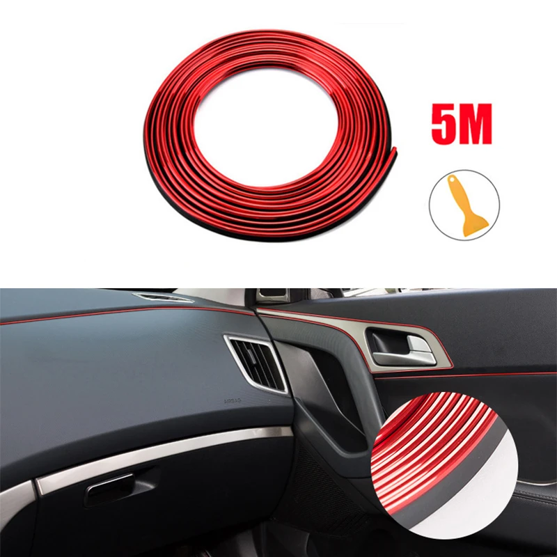 

2@#Car Interior Decoration Moulding Trim Strips Central Control and Door Decoration Strip Flexible Car Styling Universal