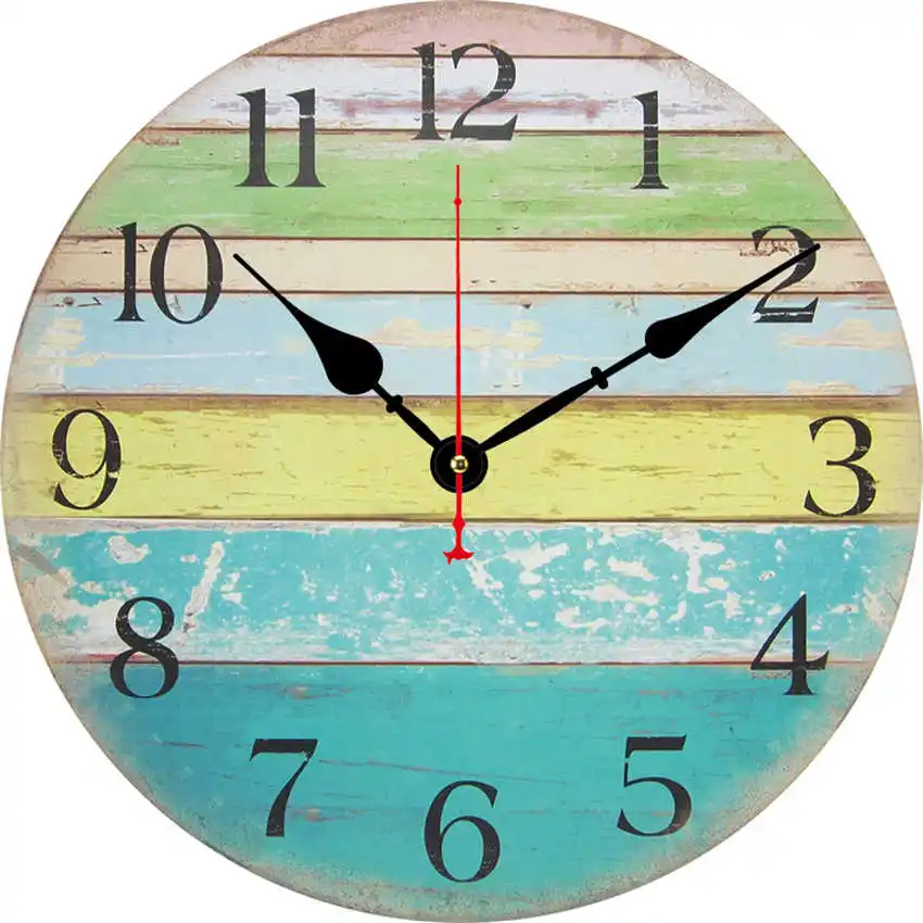 Colorful Clock K Цветочные антикварные настенные часы, настенные часы в винтажном стиле, большие часы настенные, круглые Horloge, ретро деревенские декоративные - Цвет: Colorful Clock K