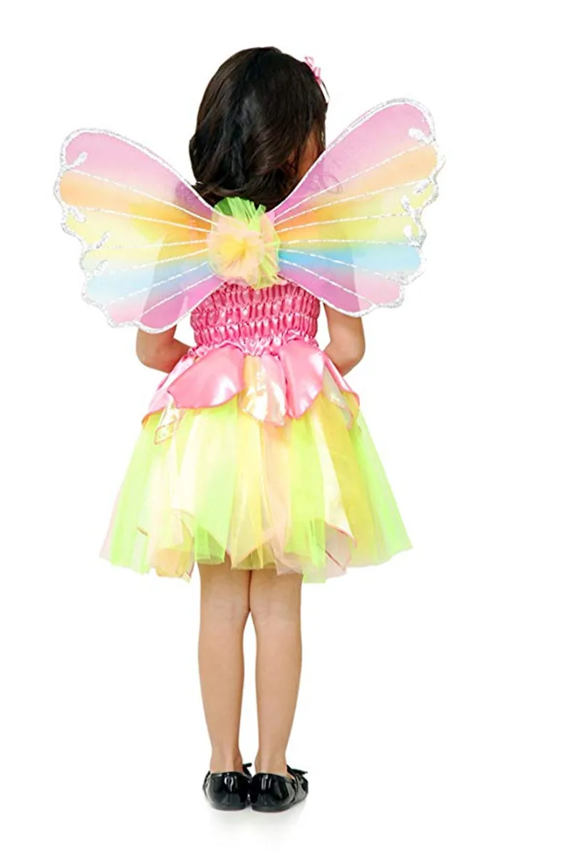 girls flower fairy dress up kids princess fairies fancy dress with wings child halloween princess costume elves party clothes free global shipping