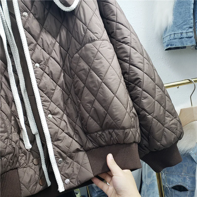 

Women Down Cotton Jackets Winter Sweet Bow-Knot Loose Thick Cotton Coats Street Single Breasted Black Outerwear Parkas Female