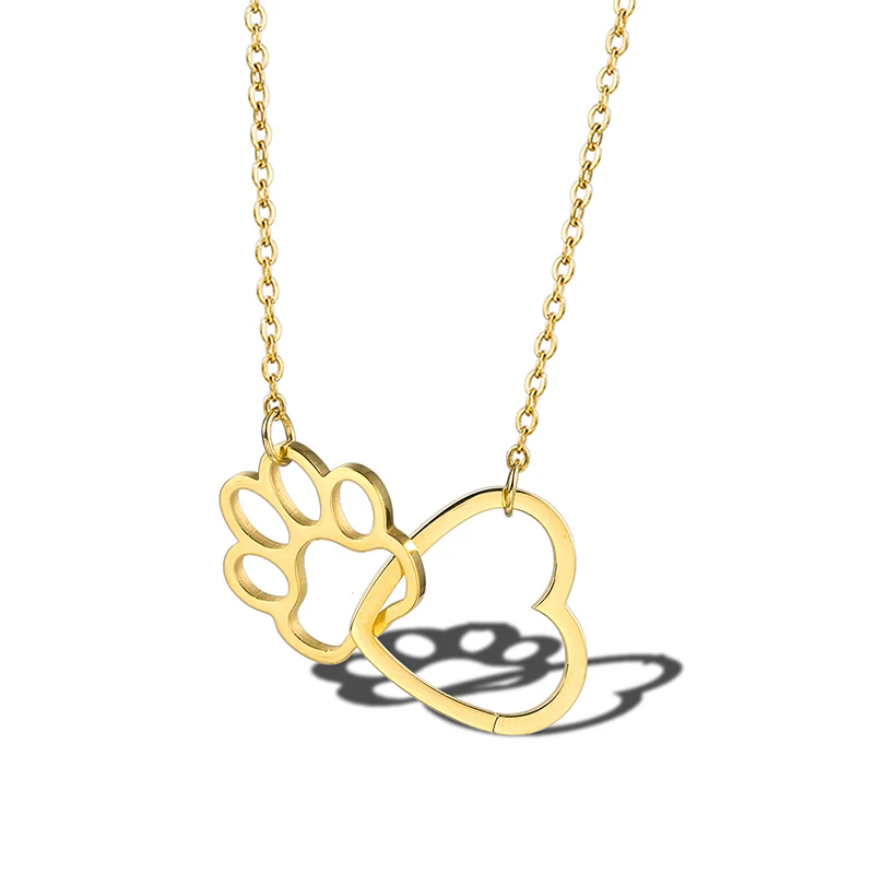RIR кулон в виде милой собачьей лапы с золотыми отверстиями сердца ожерелье для