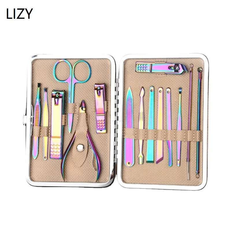 

LIZY комплект ножниц для маникюра Набор Профессиональных Ножниц Для ногтей из нержавеющей стали, кусачки для кутикулы, инструменты для ногтей, педикюра, уход за ногами