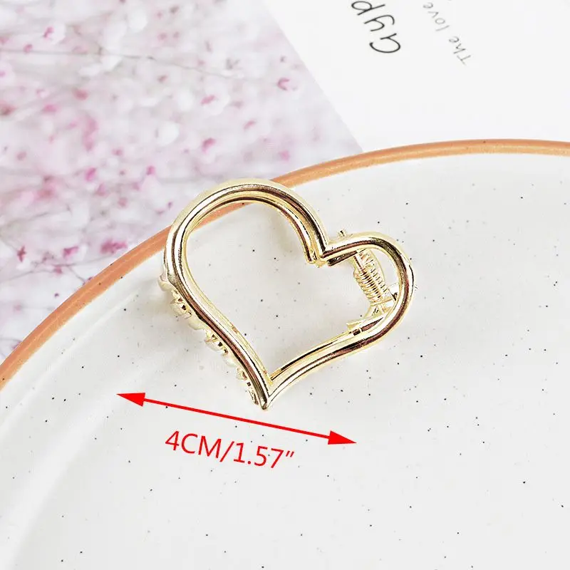 

Womens Minimalist Mini Hair Claw Clips Metallic Gold Hollow Out Geometric Ponytail Holder Clamp Seashell Heart Bowknot Barrettes