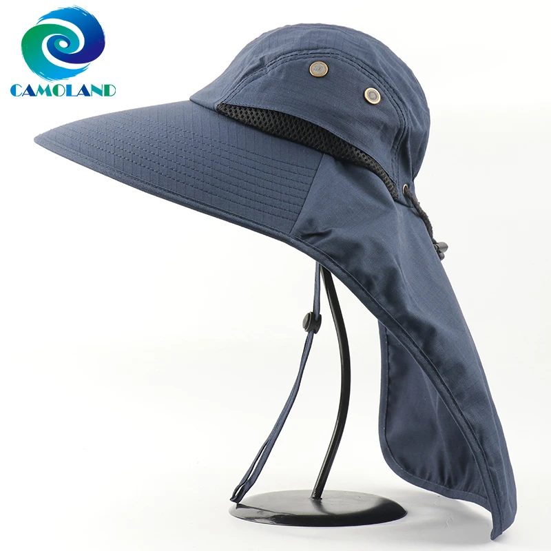 

CAMOLAND Summer UPF 50+ Sun Hats For Female Long Wide Brime Boonie Hat With Neck Flap Men Outdoor Breathable Fishing Bucket Hats