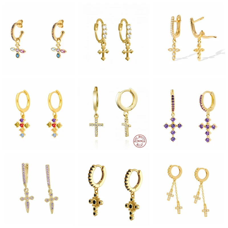 

Серьги-подвески женские из серебра 925 пробы с крестом