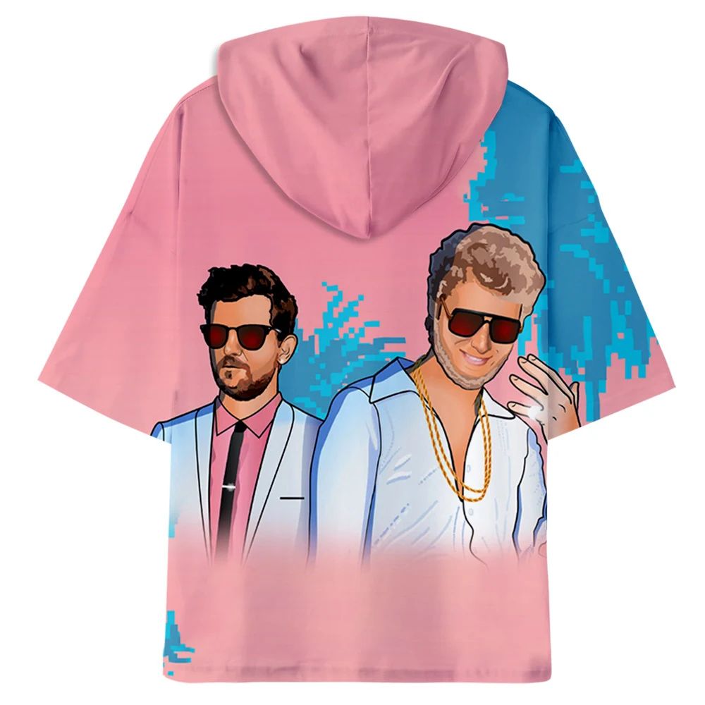 Футболка мужская оверсайз с капюшоном и коротким рукавом в стиле Харадзюку |