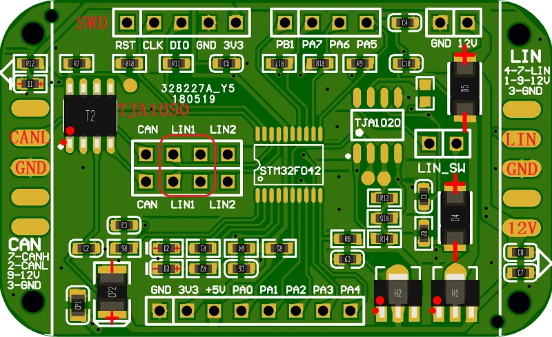LIN макетная плата Master slave DEMO Board LIN/CAN STM32F042F6 TJA1021|Замыкатели| |