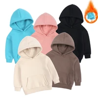 2021 new fall winter warm fleece children hoodie baby boys girls solid cotton top kids hooded jumper outerwear long sleeve shirt