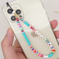 smile star charm anti lost polymer clay mobile chain beaded phone case charms strap lanyard chains for women jewelry %d1%86%d0%b5%d0%bf%d0%be%d1%87%d0%ba%d0%b0